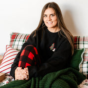 Embroidered Santa Pup (pocket) - BASIC Fleece Crewneck Little Mama Shirt Shop LLC