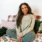 Embroidered Outline Christmas Trees - LONG SLEEVE Comfort Colors Tee Little Mama Shirt Shop