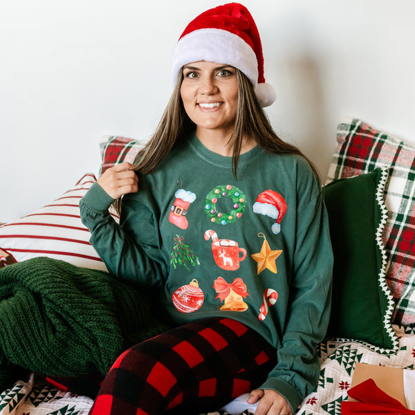 Classic Watercolor Christmas - LONG SLEEVE Comfort Colors Tee