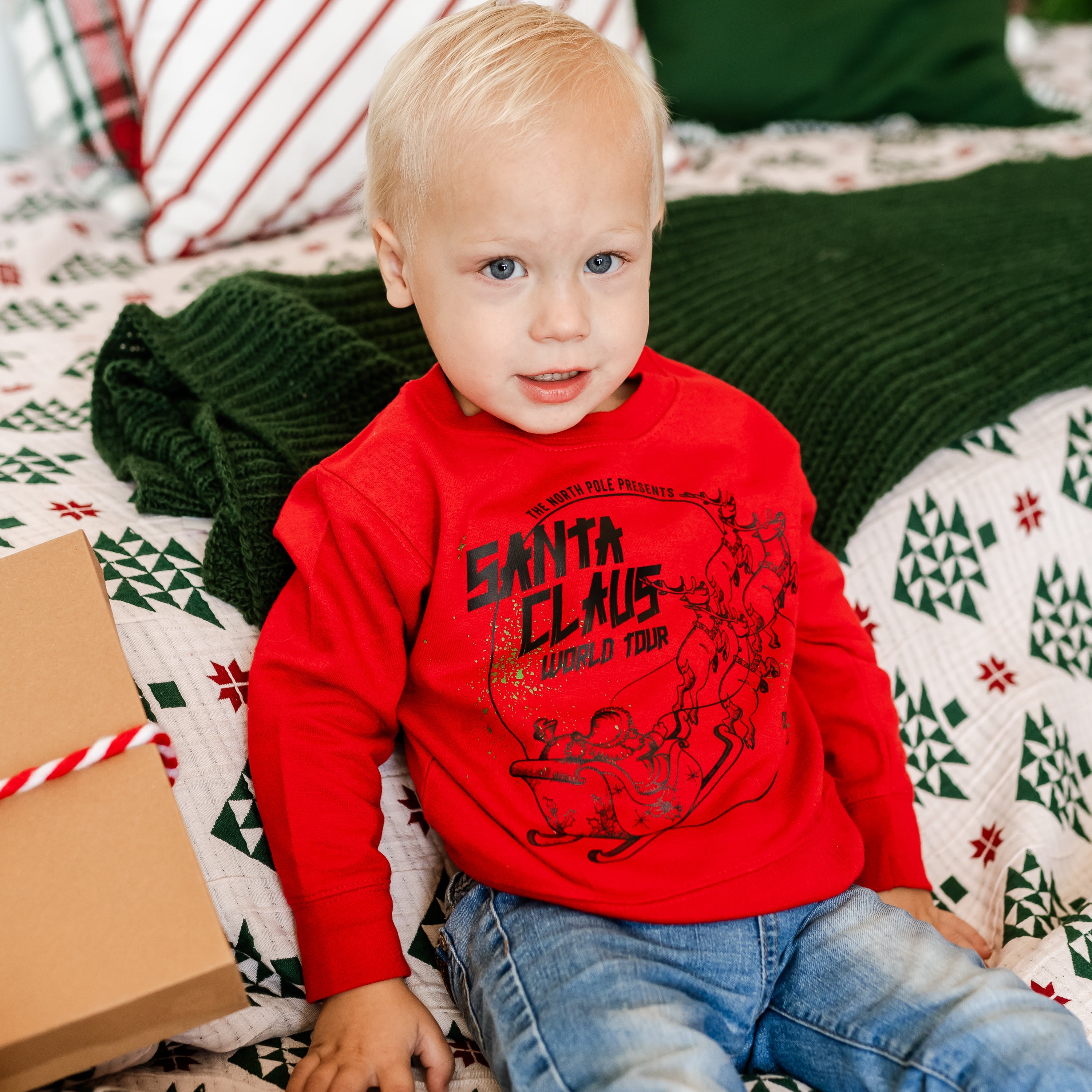 Santa Claus World Tour (f&b) - Child Sweater Little Mama Shirt Shop