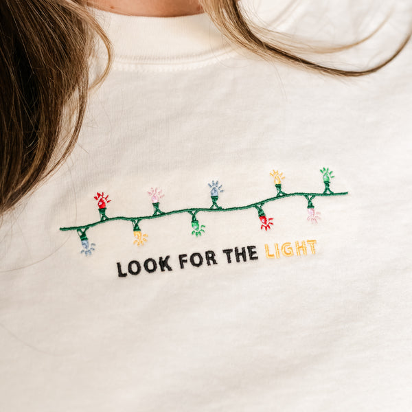 Embroidered Look For The Light - Comfort Colors Tee