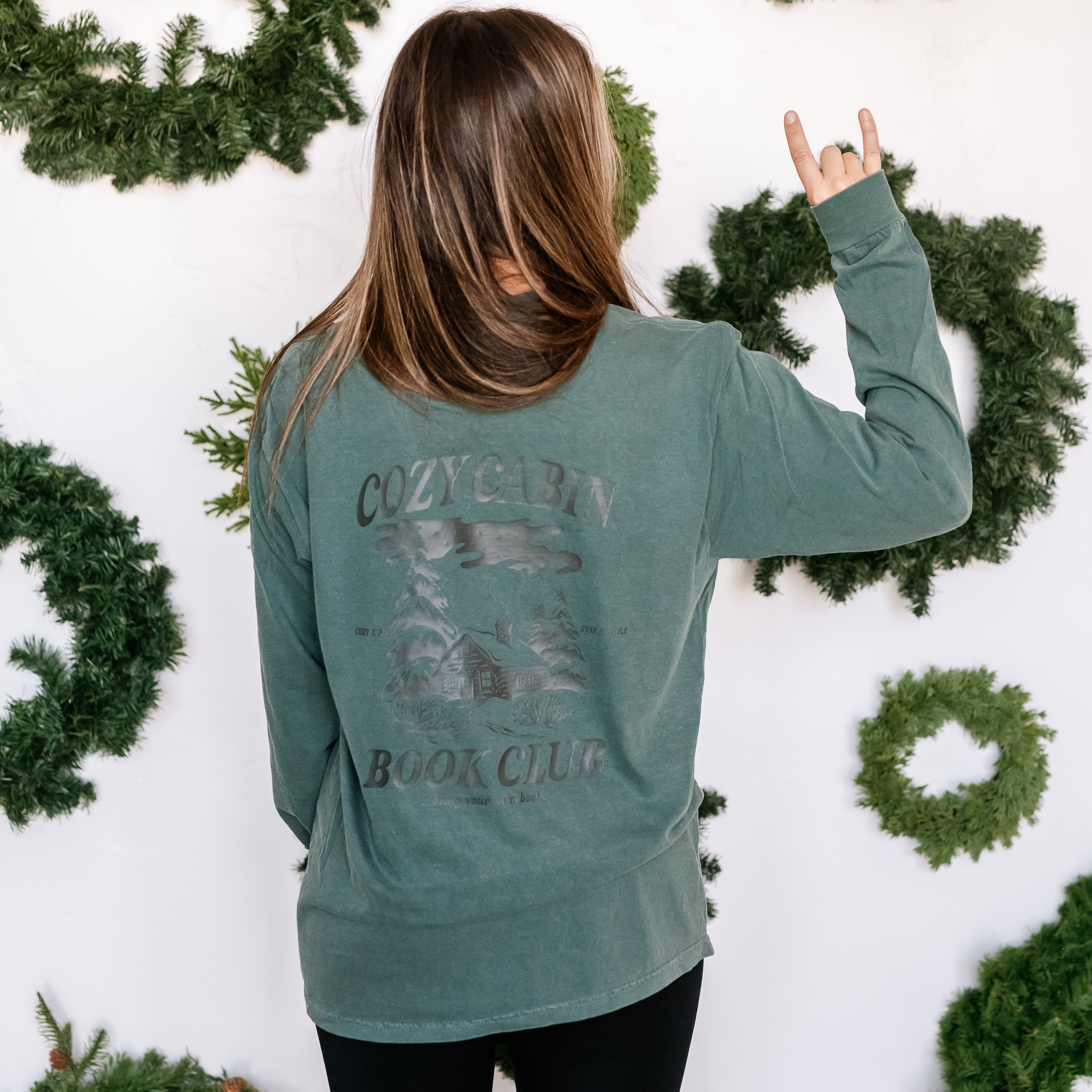 Cozy Cabin Book Club (pf&b) - LONG SLEEVE Comfort Colors Tee Little Mama Shirt Shop