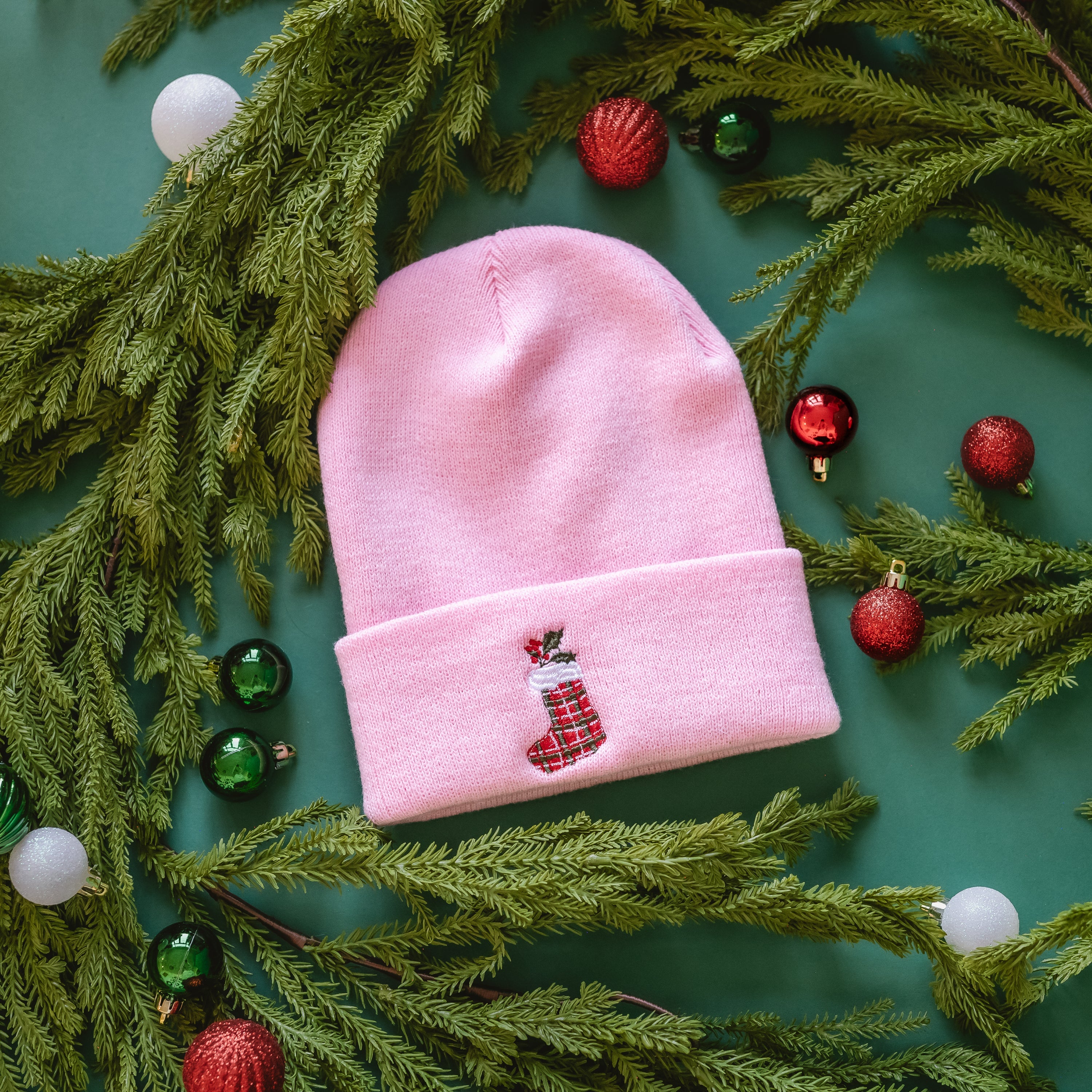 ADULT Beanie - Plaid Stocking Little Mama Shirt Shop LLC