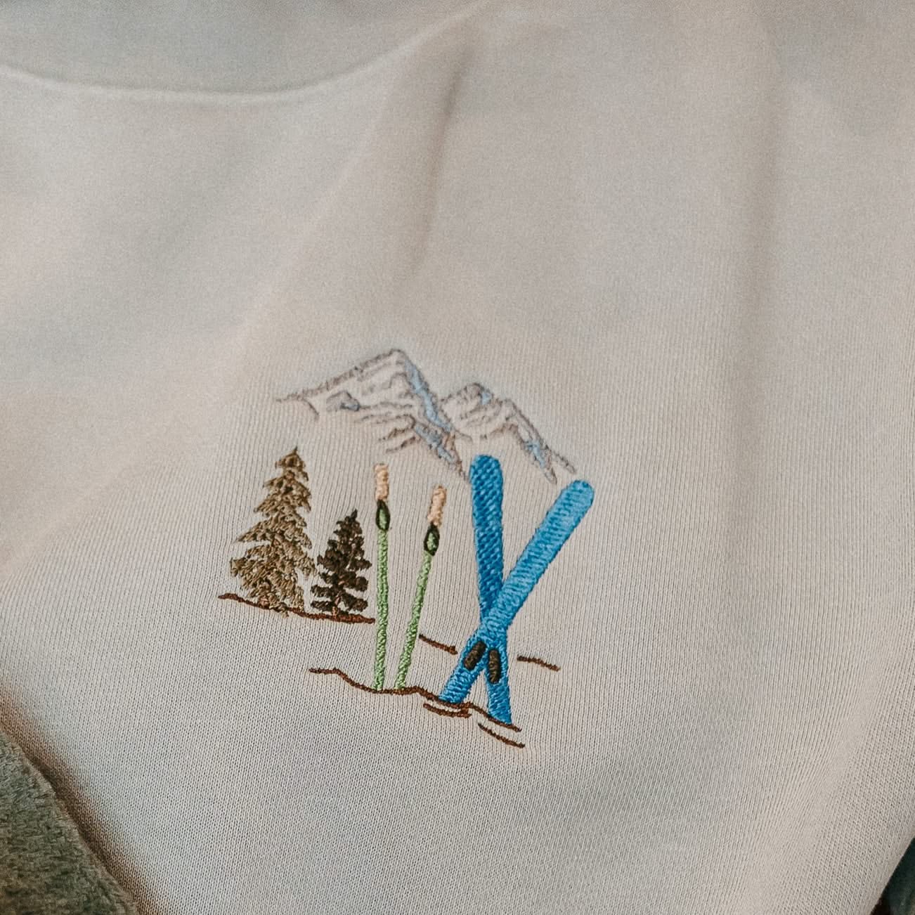 Hit The Slopes Embroidered Pigment Crewneck – Vintage Winter Sweatshirt | Little Mama Shirt Shop Little Mama Shirt Shop LLC
