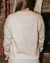 Adult fleece in natural with printed ginger bread family pattern, shown on model – Little Mama Shirt Shop