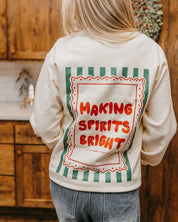 adult off-white basic fleece with 'making spirits bright' graphic, shown on model– Little Mama Shirt Shop