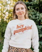 Hey Pumpkin! - Natural Heather ELEVATED Fleece Little Mama Shirt Shop LLC