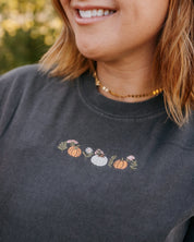 Embroidered Comfort Colors Tee - Pumpkins and Flowers (center) Little Mama Shirt Shop