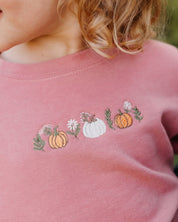 Embroidered Child Sweater - Pumpkins and Flowers (center) Little Mama Shirt Shop