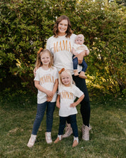 MAMA / Mama's Little Pumpkin - Tall Varsity - Ivory/Natural w/ Burnt Orange - Set of 2 Tees Little Mama Shirt Shop
