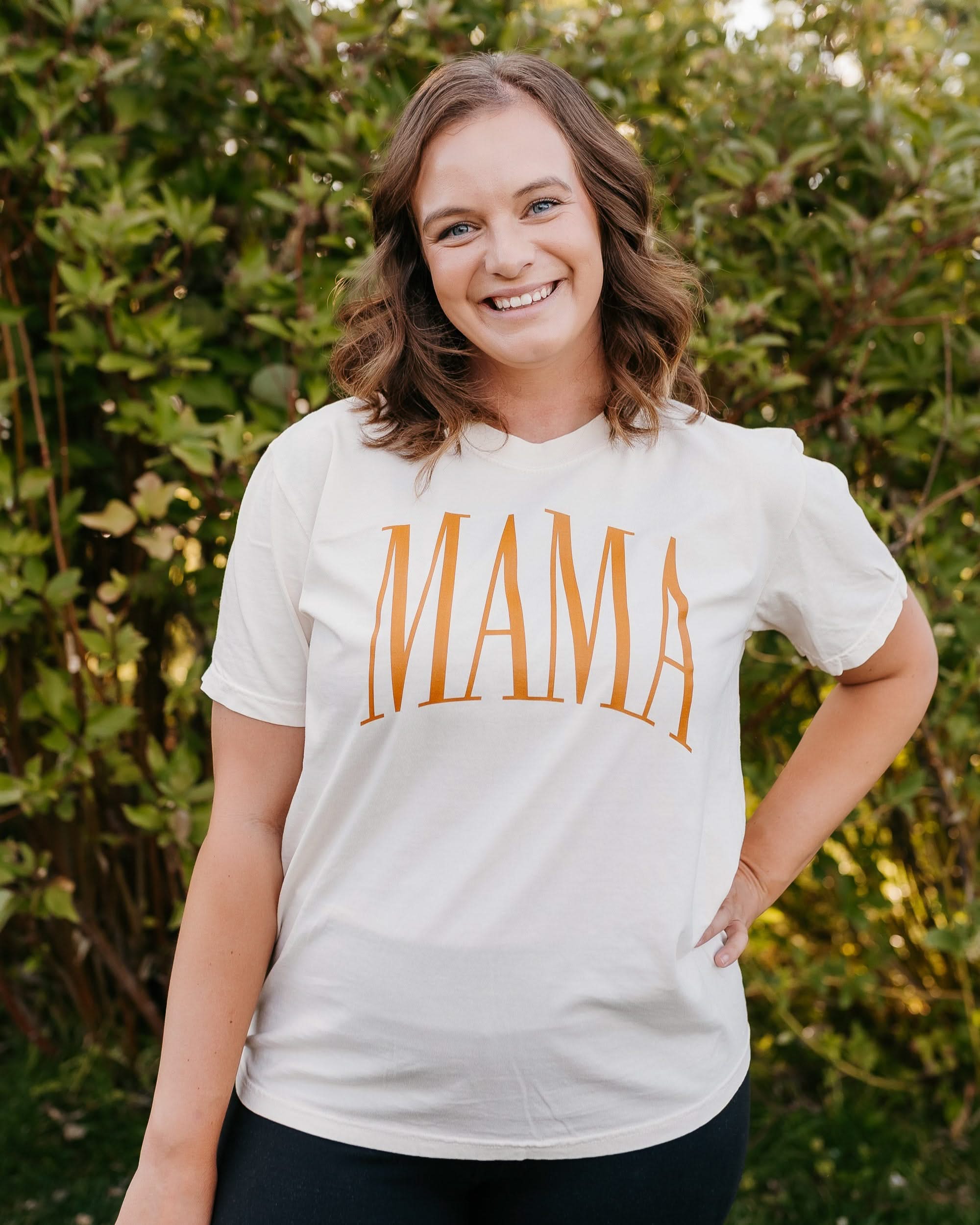 MAMA / Mama's Little Pumpkin - Tall Varsity - Ivory/Natural w/ Burnt Orange - Set of 2 Tees Little Mama Shirt Shop