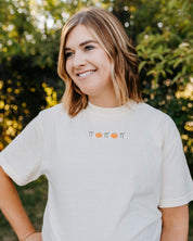 Embroidered Comfort Colors Tee - Pumpkins and Bows (center) Little Mama Shirt Shop