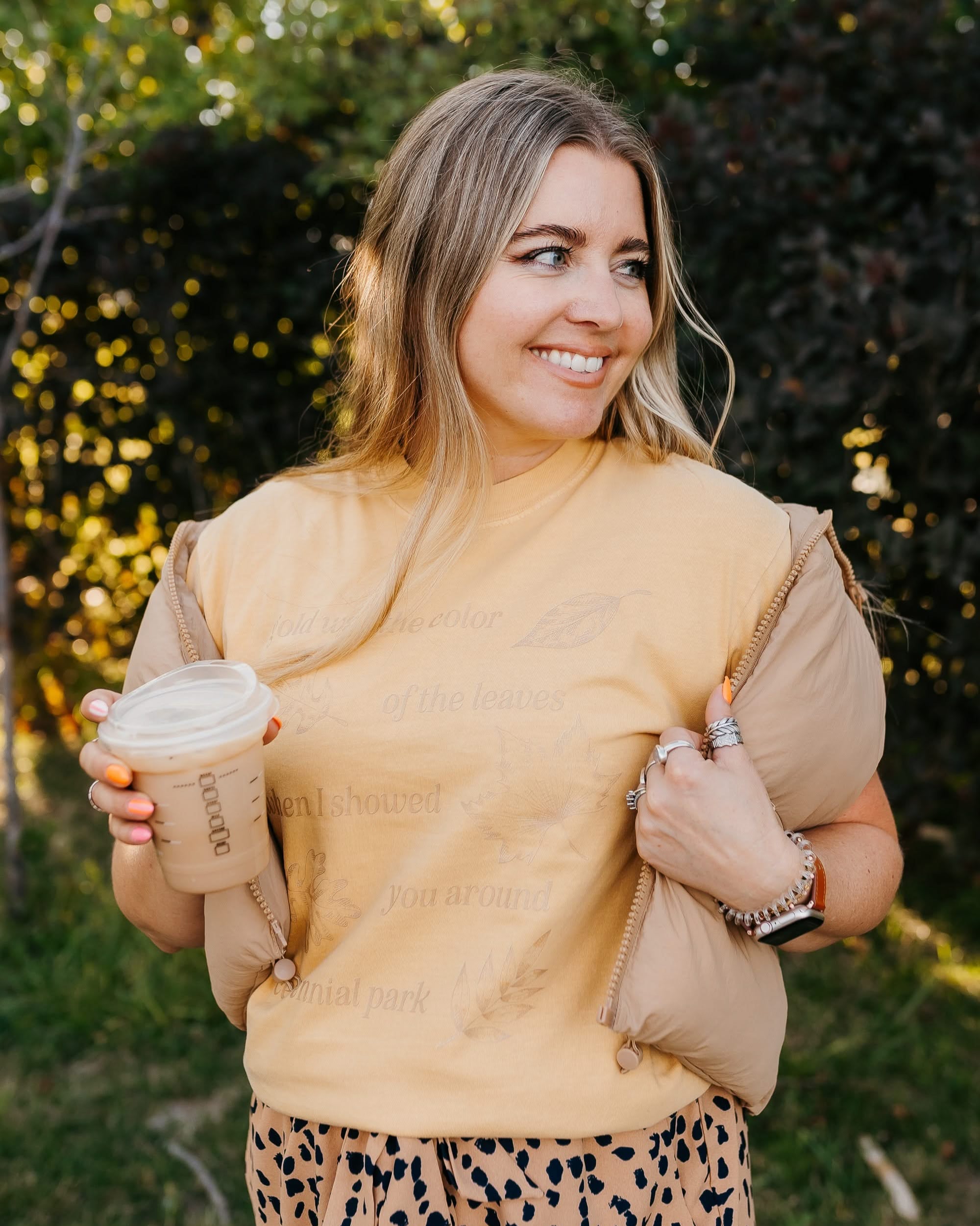 Gold Leaves Centennial Park - Mustard Comfort Colors Tee Little Mama Shirt Shop