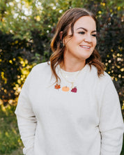 Embroidered ELEVATED Fleece - Natural Heather - Fall Trio (center) Little Mama Shirt Shop LLC