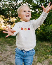 Embroidered Child Sweater - Natural Heather - Fall Trio (center) Little Mama Shirt Shop