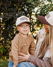 Puff Embroidered Trucker Hat - Youth Size - PUMPKIN Little Mama Shirt Shop