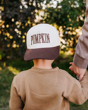 Puff Embroidered Trucker Hat - Youth Size - PUMPKIN Little Mama Shirt Shop