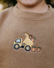 Embroidered Child Sweater - Dump Truck w/ Pumpkins (center) Little Mama Shirt Shop