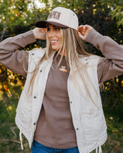 Embroidered PIGMENT Crewneck - Fall Teddy Bear (center) Little Mama Shirt Shop LLC