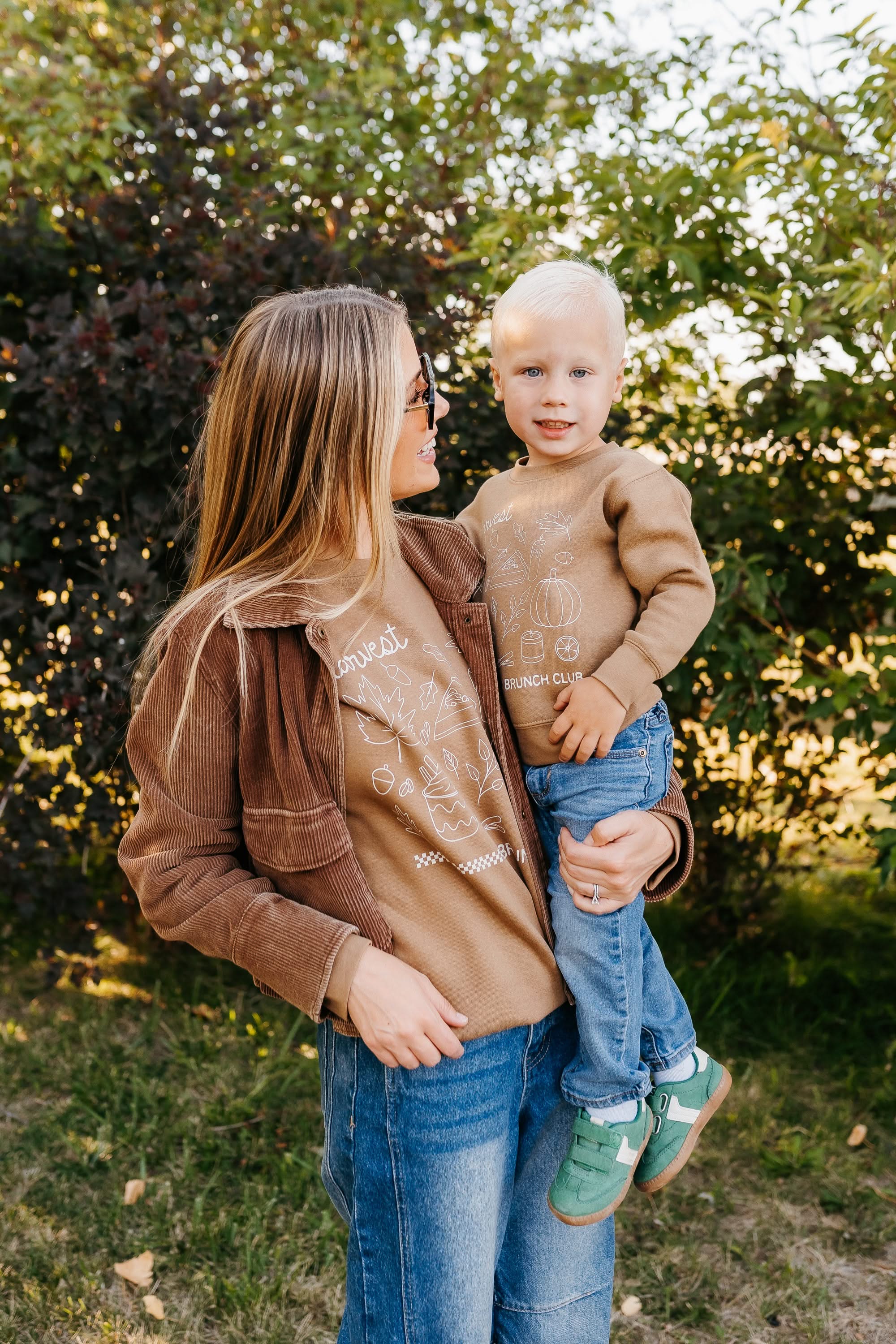 Harvest Brunch Club (f&bd) - Coyote Brown - Set of 2 ELEVATED Fleece Sweaters Little Mama Shirt Shop