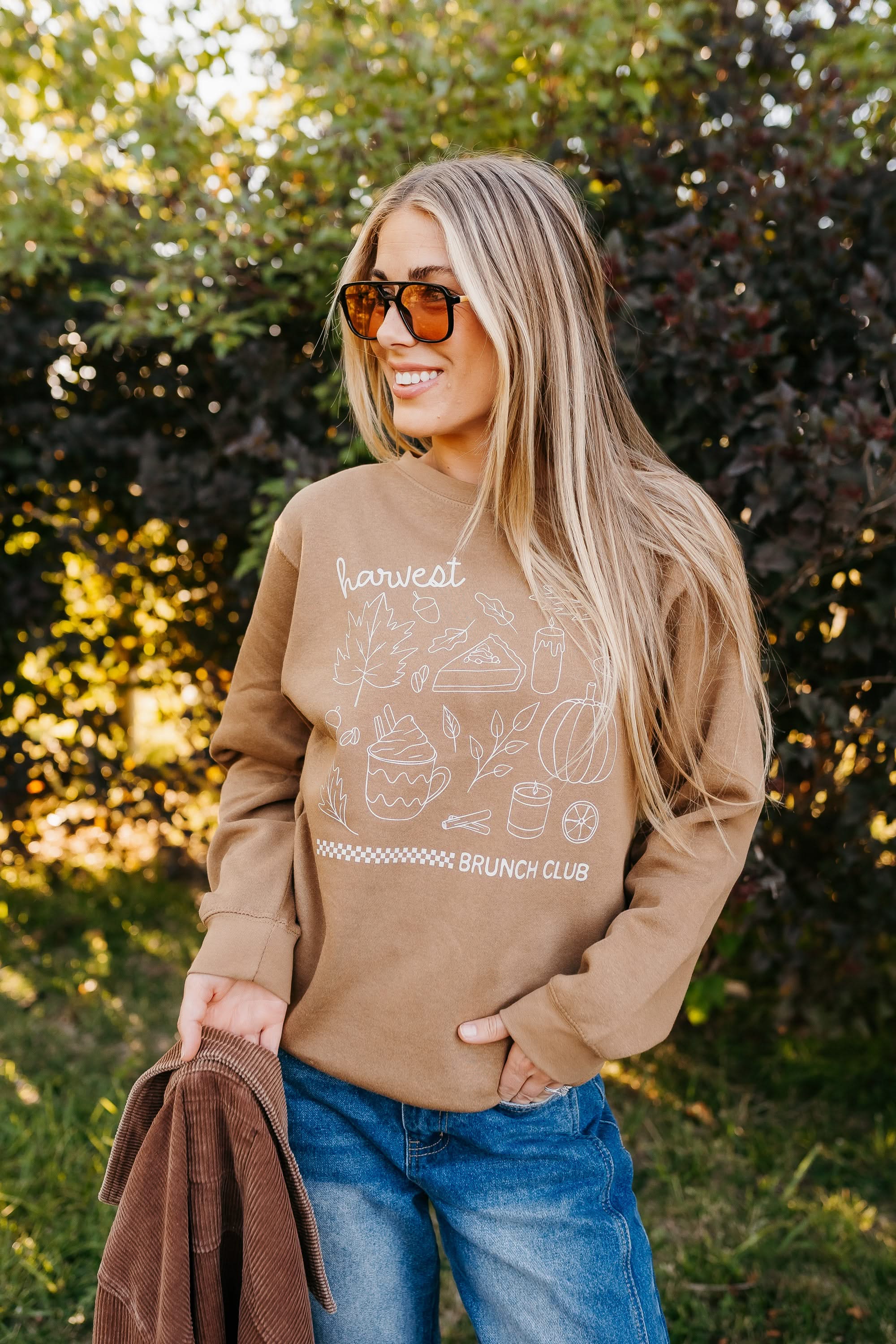 Harvest Brunch Club (f&bd) - Coyote Brown - Set of 2 ELEVATED Fleece Sweaters Little Mama Shirt Shop