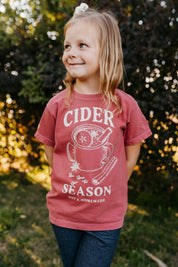 Cider Season - Crimson w/ Cream - YOUTH Comfort Colors Tee Little Mama Shirt Shop