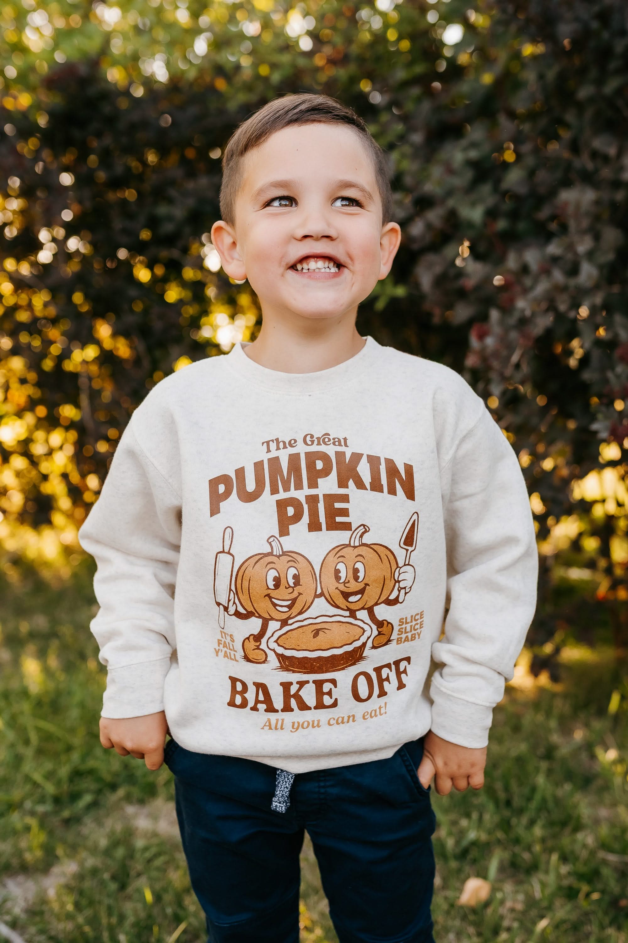 The Great Pumpkin Pie Bake-Off - Natural Heather - Set of 2 ELEVATED Fleece Sweaters Little Mama Shirt Shop