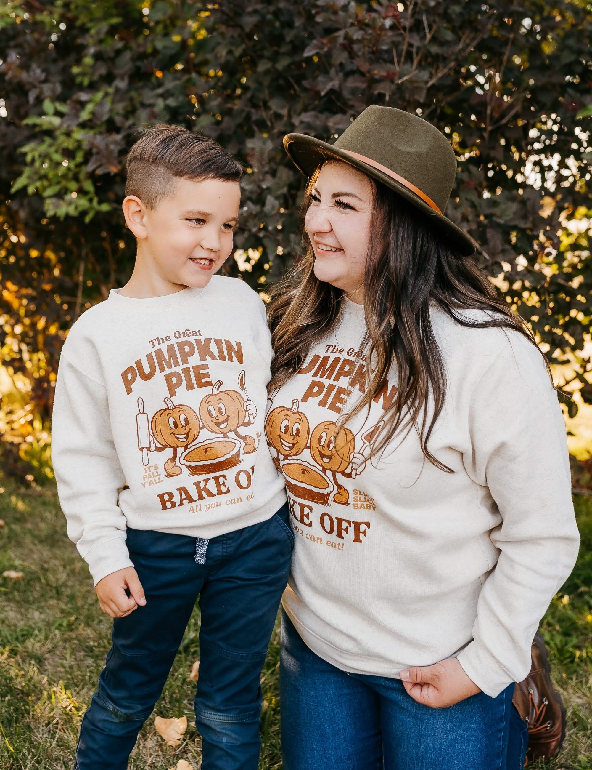 The Great Pumpkin Pie Bake-Off - Natural Heather - Set of 2 ELEVATED Fleece Sweaters Little Mama Shirt Shop
