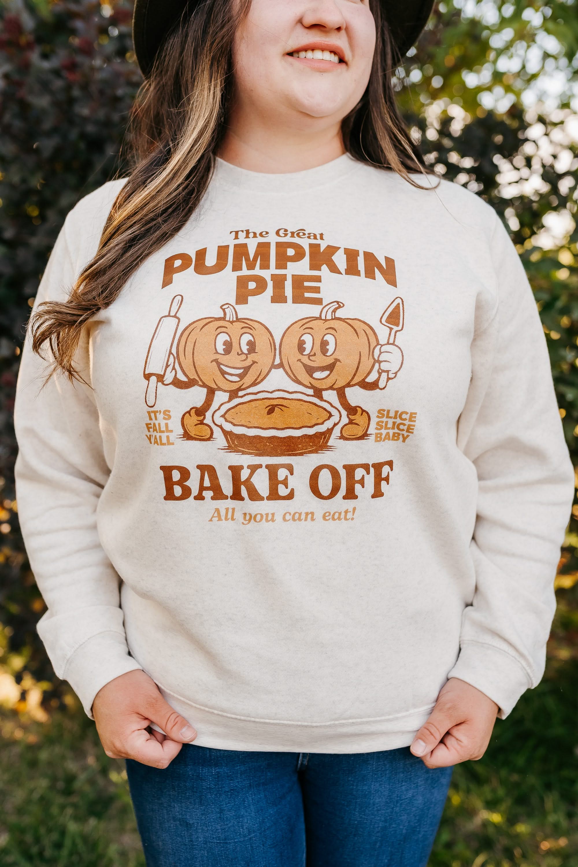 The Great Pumpkin Pie Bake-Off - Natural Heather - Set of 2 ELEVATED Fleece Sweaters Little Mama Shirt Shop
