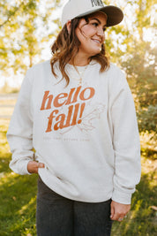 Hello Fall! - Natural Heather ELEVATED Fleece Little Mama Shirt Shop LLC