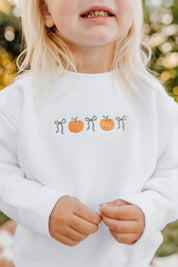 Embroidered Child Sweater - Pumpkins and Bows (center) Little Mama Shirt Shop