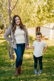 Fall Friends (center) - Set of 2 Ivory/Natural Tees Little Mama Shirt Shop