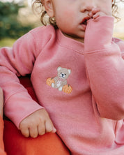 Embroidered Child Sweater - Fall Teddy Bear (center) Little Mama Shirt Shop