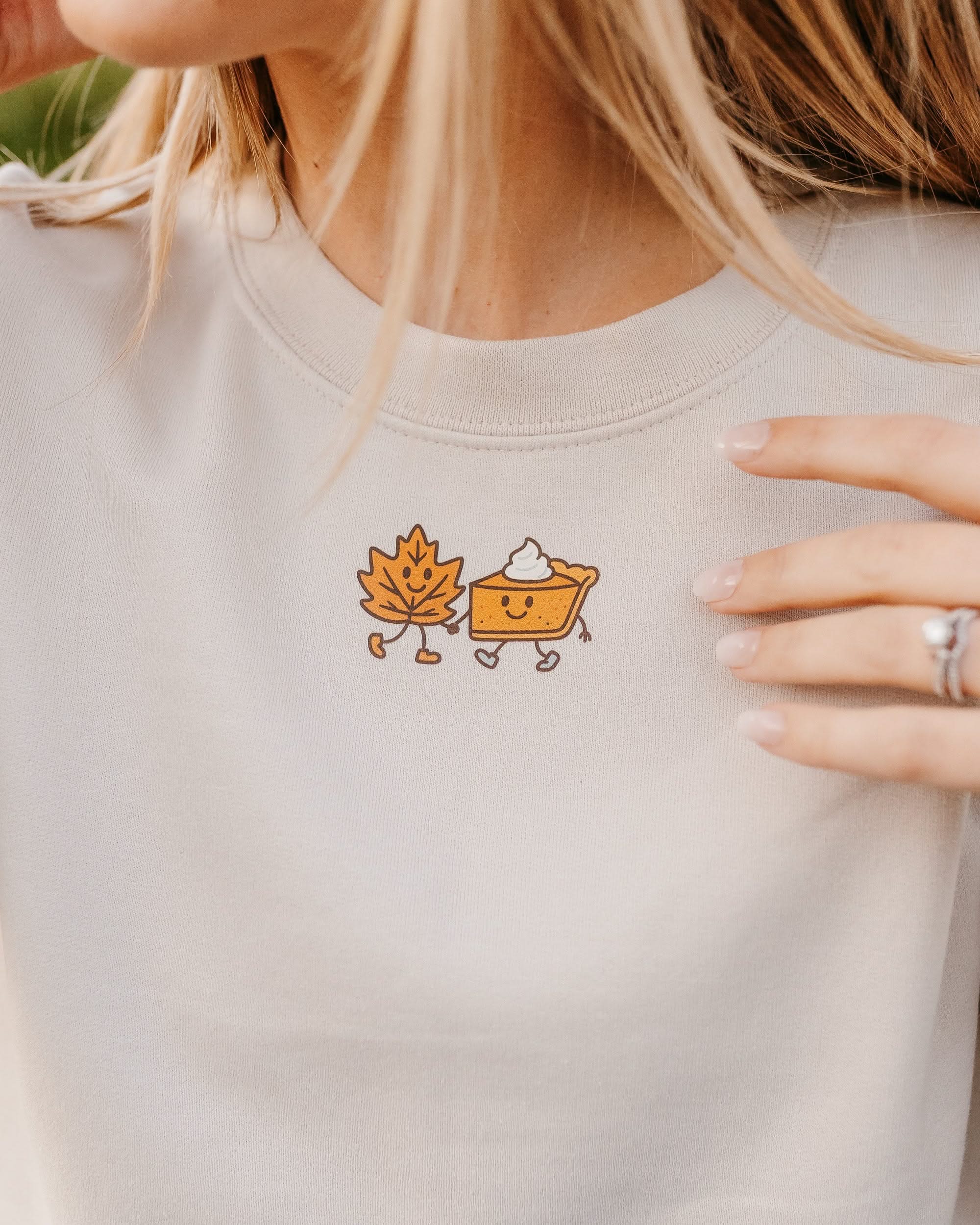 Fall Friends (center) - Sand BASIC Fleece Little Mama Shirt Shop LLC