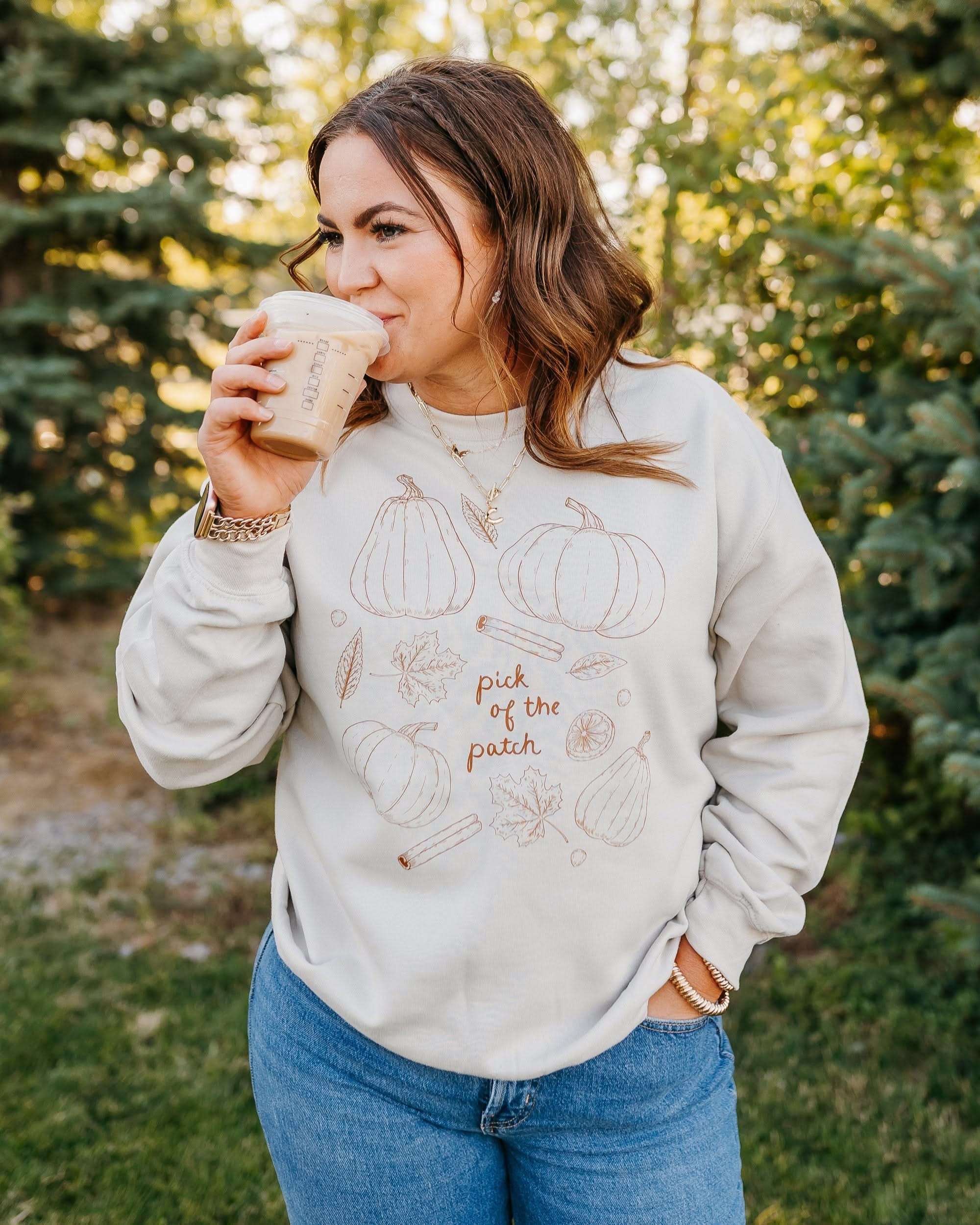 Pick of the Patch - Sand w/ Burnt Orange - BASIC Fleece Little Mama Shirt Shop LLC