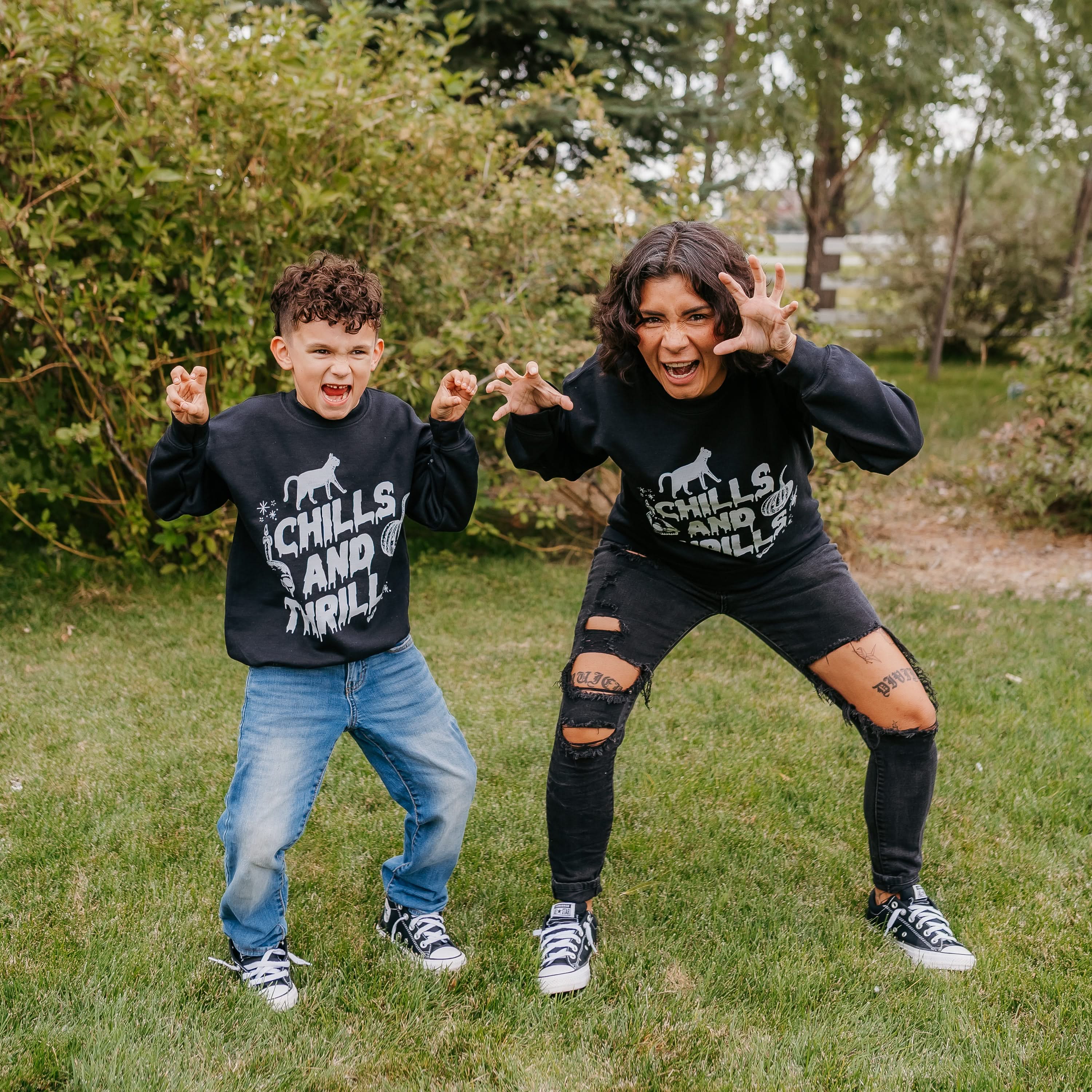Chills and Thrills - Set of 2 Black Basic Fleece Sweaters Little Mama Shirt Shop