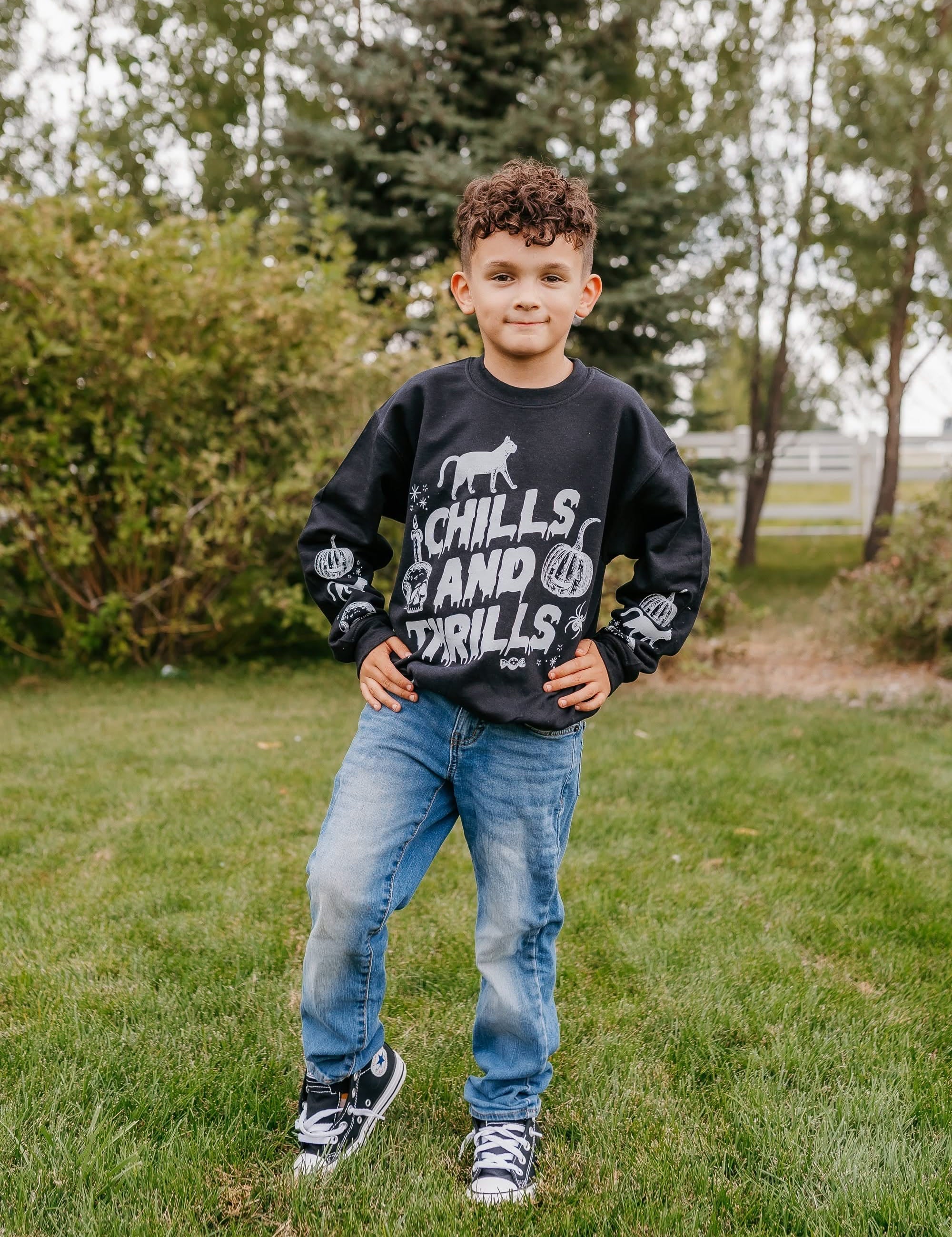 Chills and Thrills - Black Child Sweater Little Mama Shirt Shop