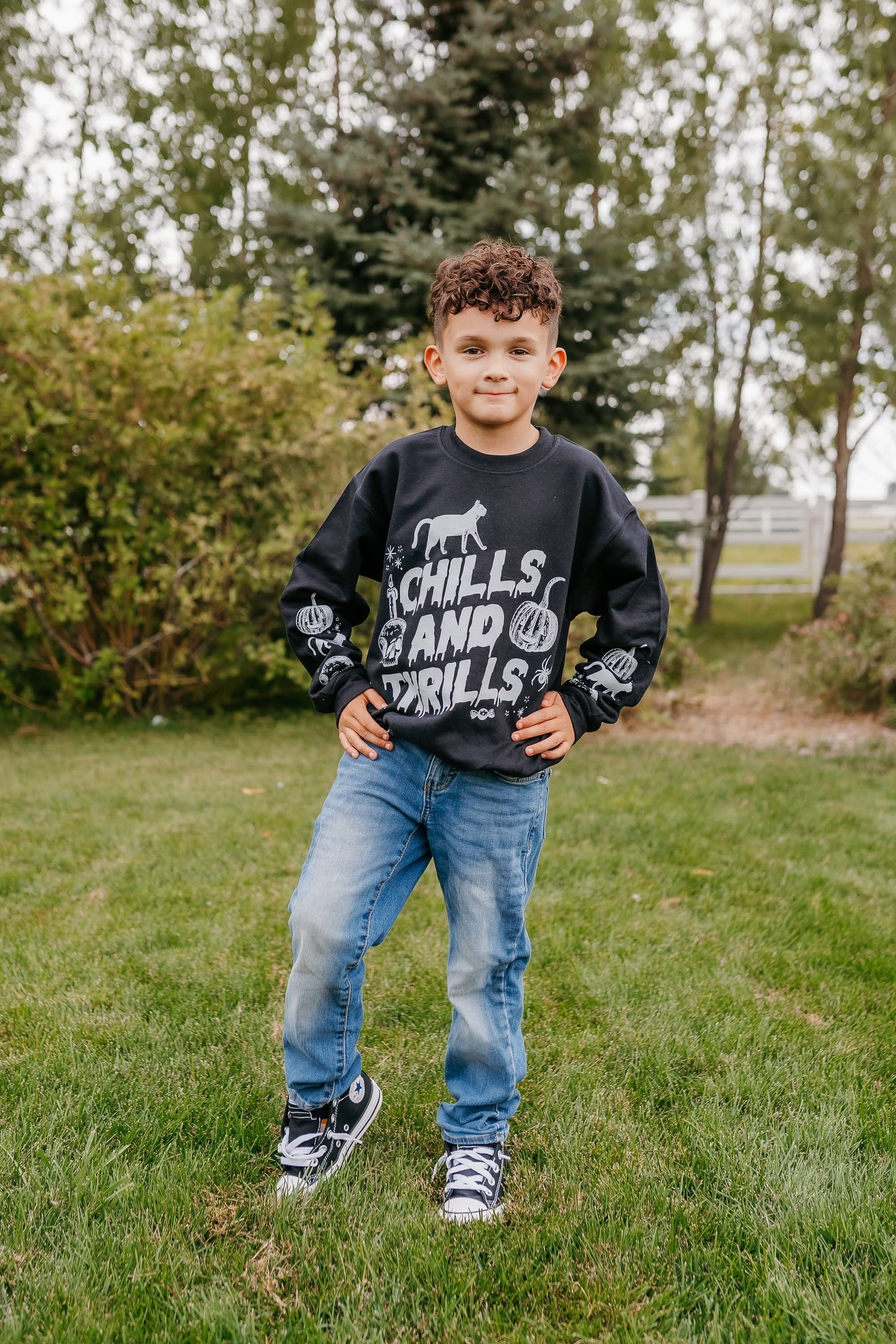 Chills and Thrills - Black Child Sweater Little Mama Shirt Shop