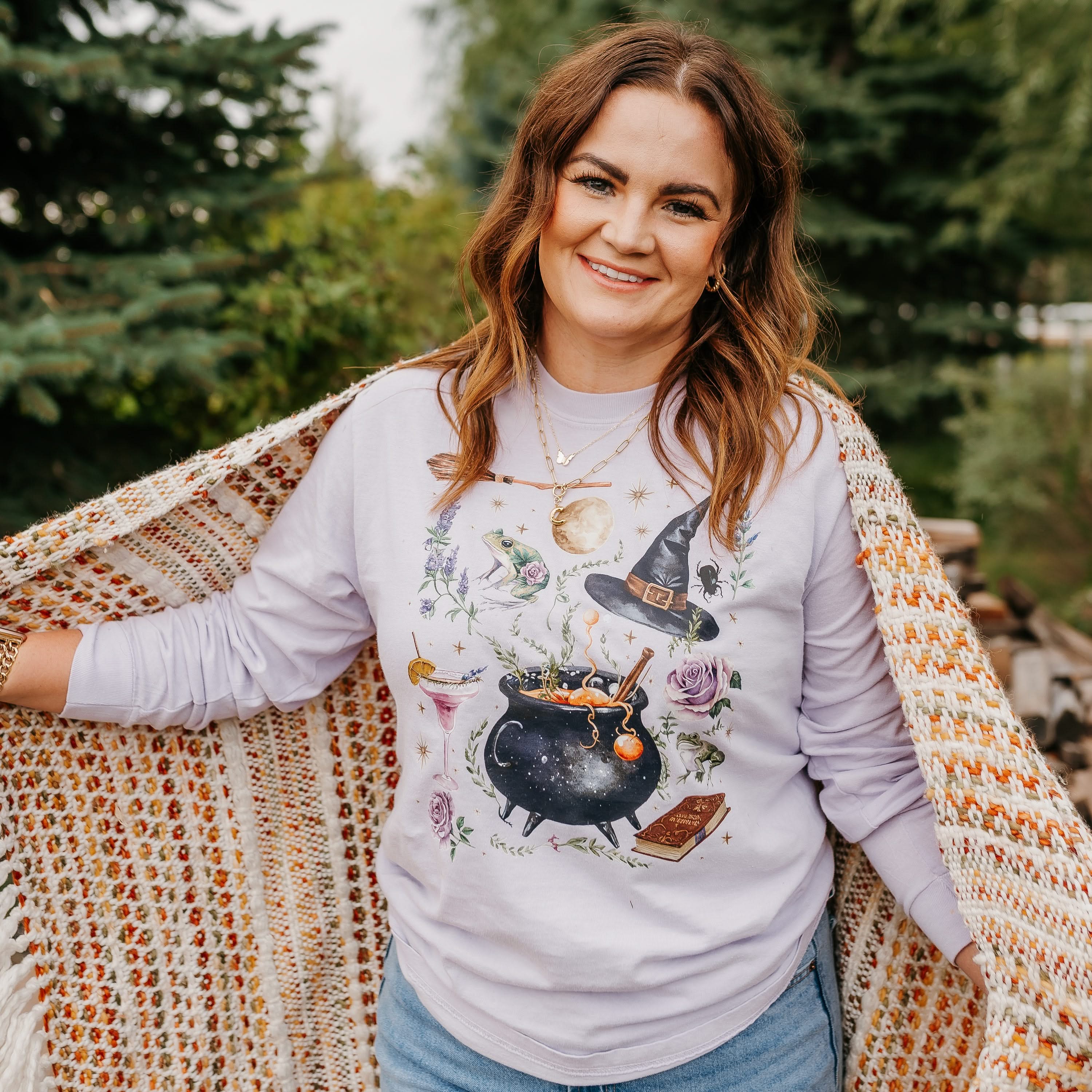 Whimsical Witches Brew - Long Sleeve Comfort Colors Tee Little Mama Shirt Shop