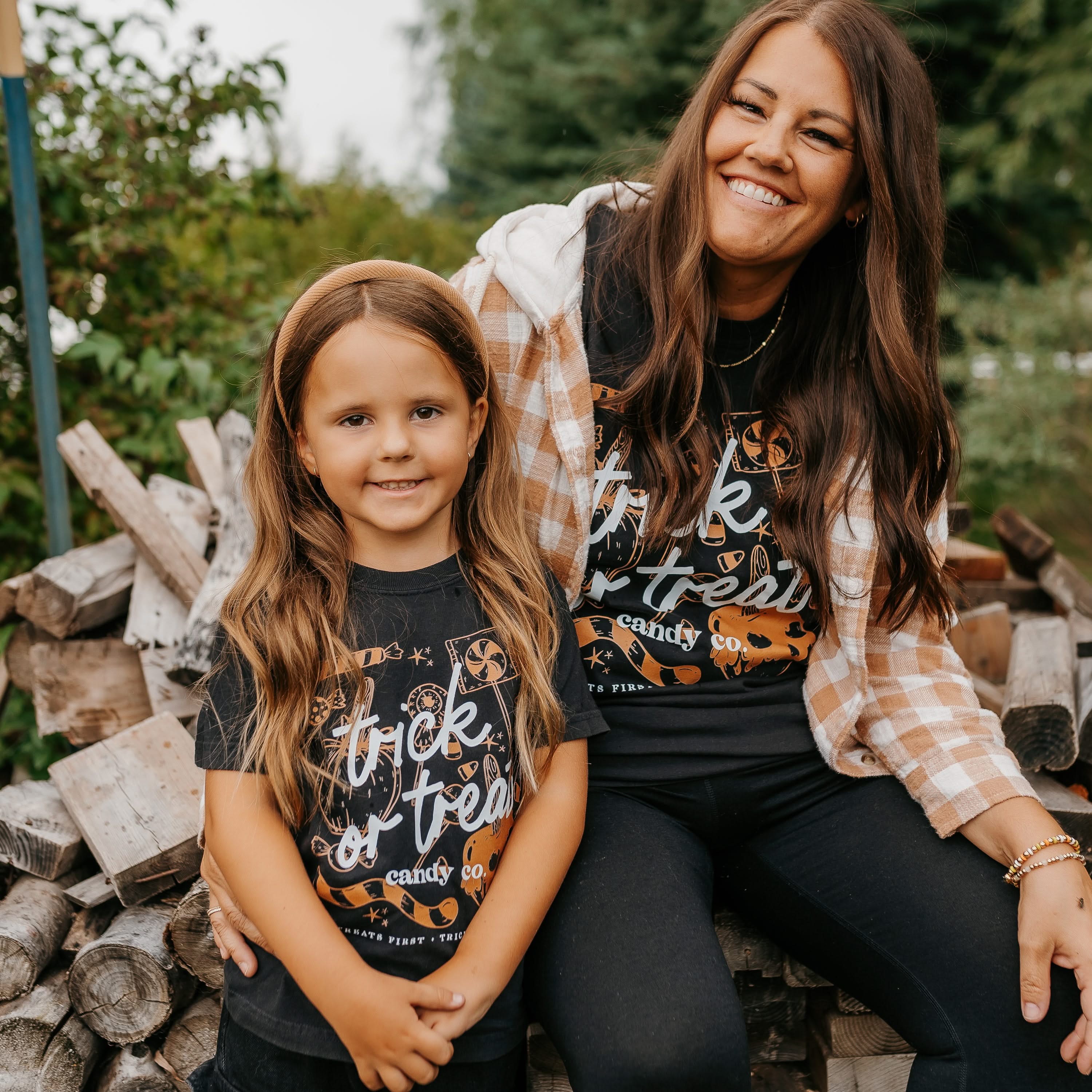 Trick or Treat Candy Co. - Set of 2 Matching Comfort Colors Tees Little Mama Shirt Shop