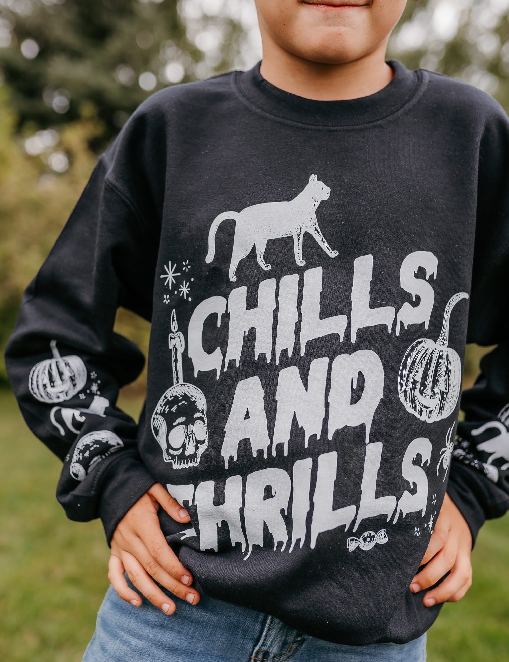 Chills and Thrills - Black Child Sweater Little Mama Shirt Shop
