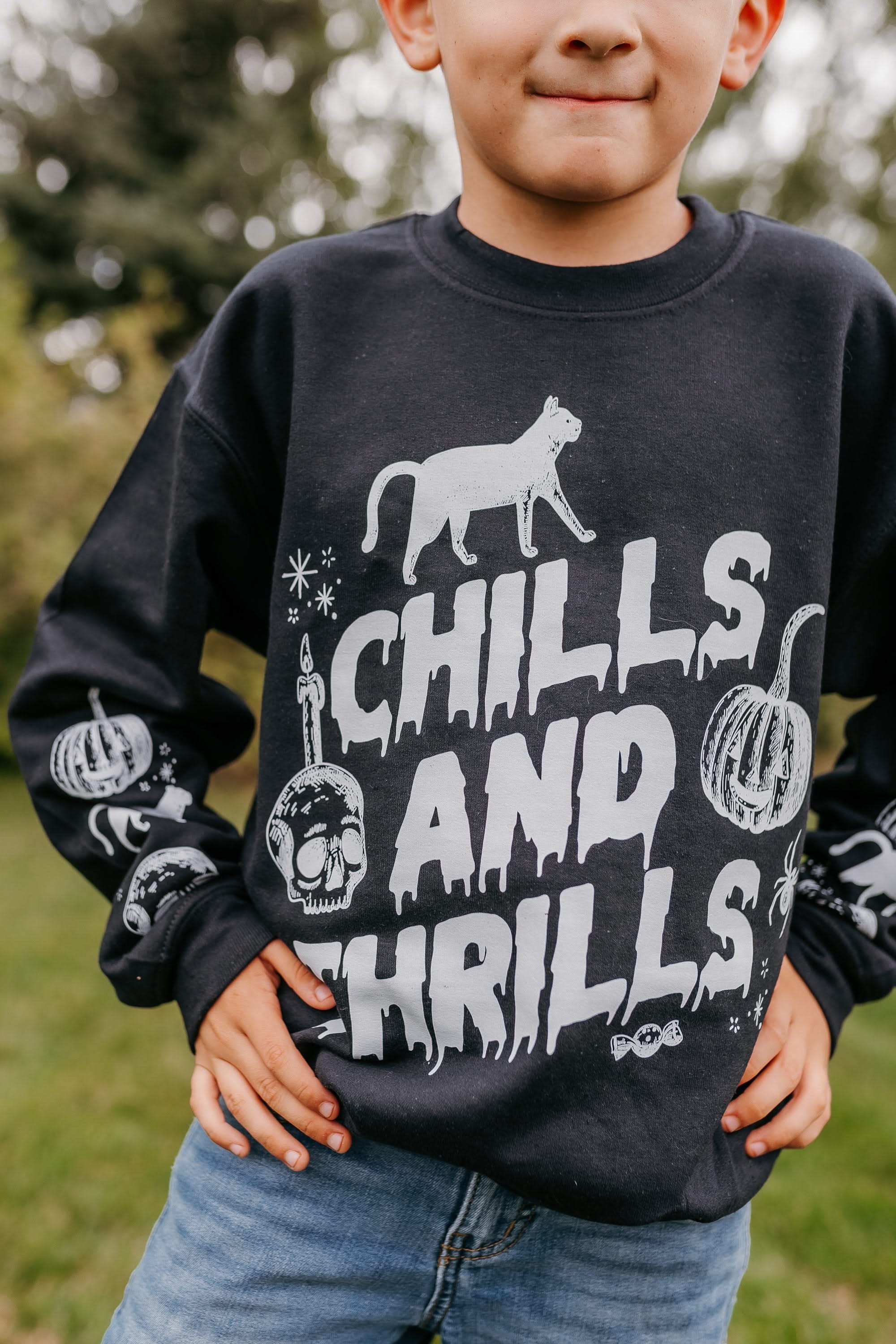 Chills and Thrills - Black Child Sweater Little Mama Shirt Shop