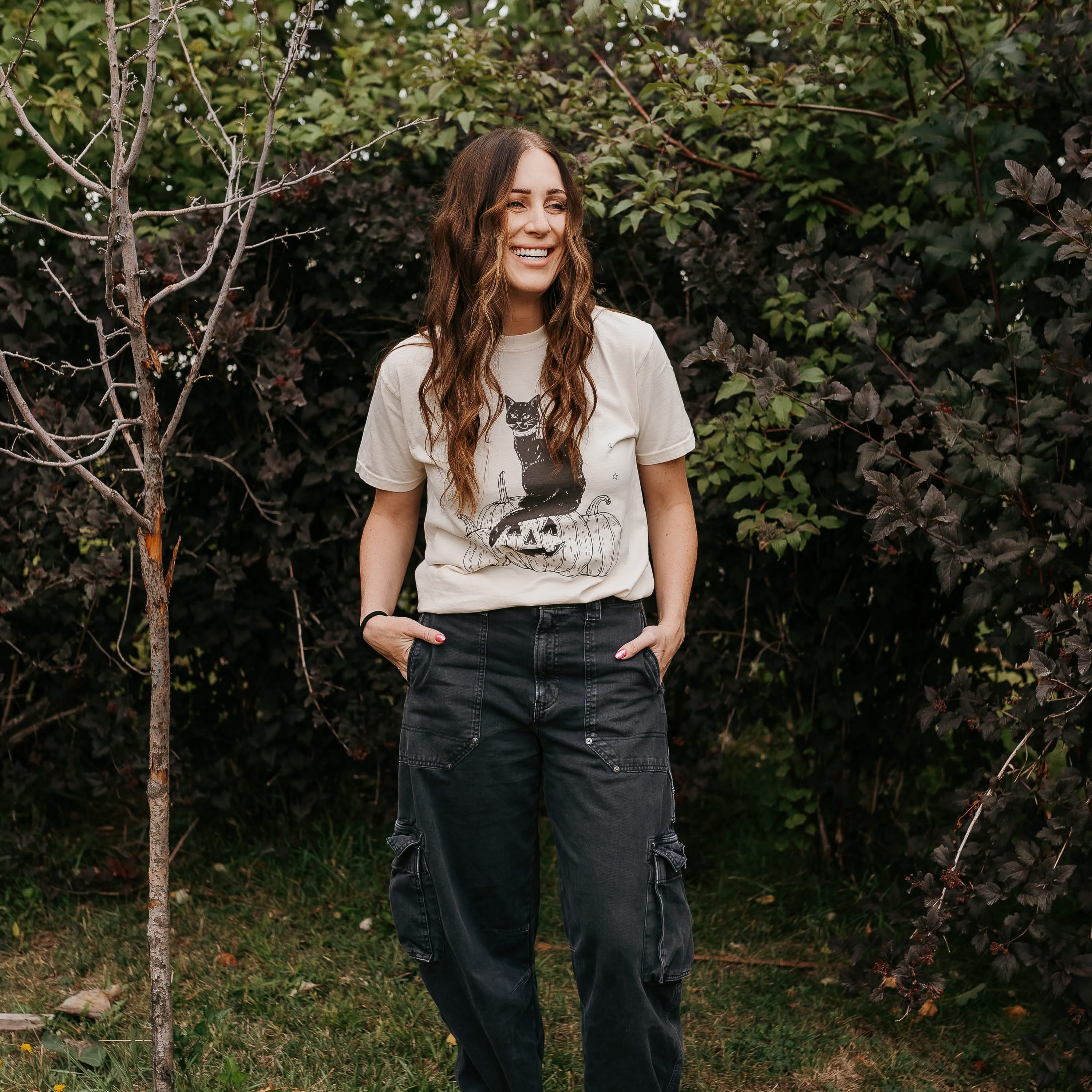 Black Cat on the Prowl - Comfort Colors Tee Little Mama Shirt Shop