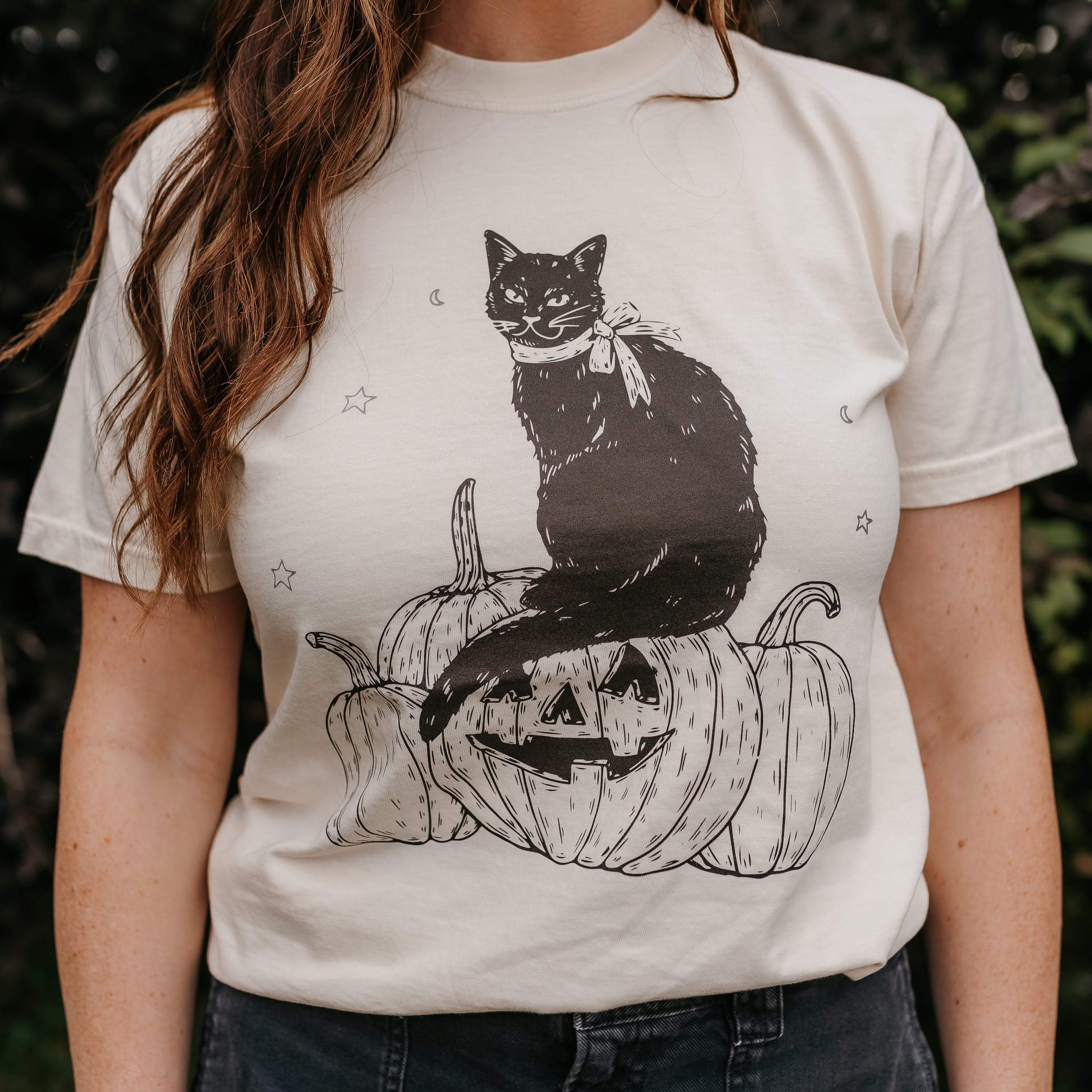 Black Cat on the Prowl - Comfort Colors Tee Little Mama Shirt Shop
