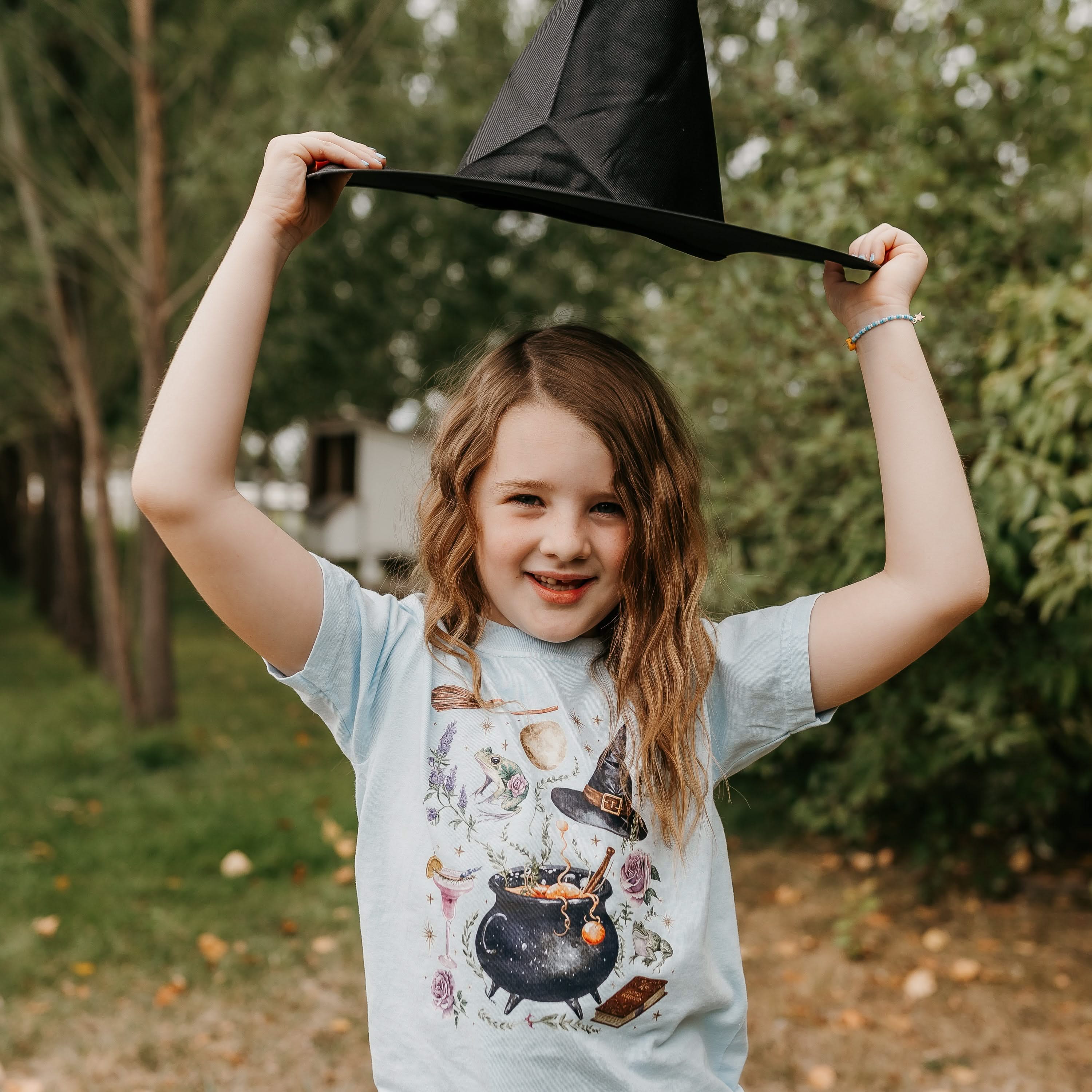 Whimsical Witches Brew - Chambray Youth Comfort Colors Tee Little Mama Shirt Shop