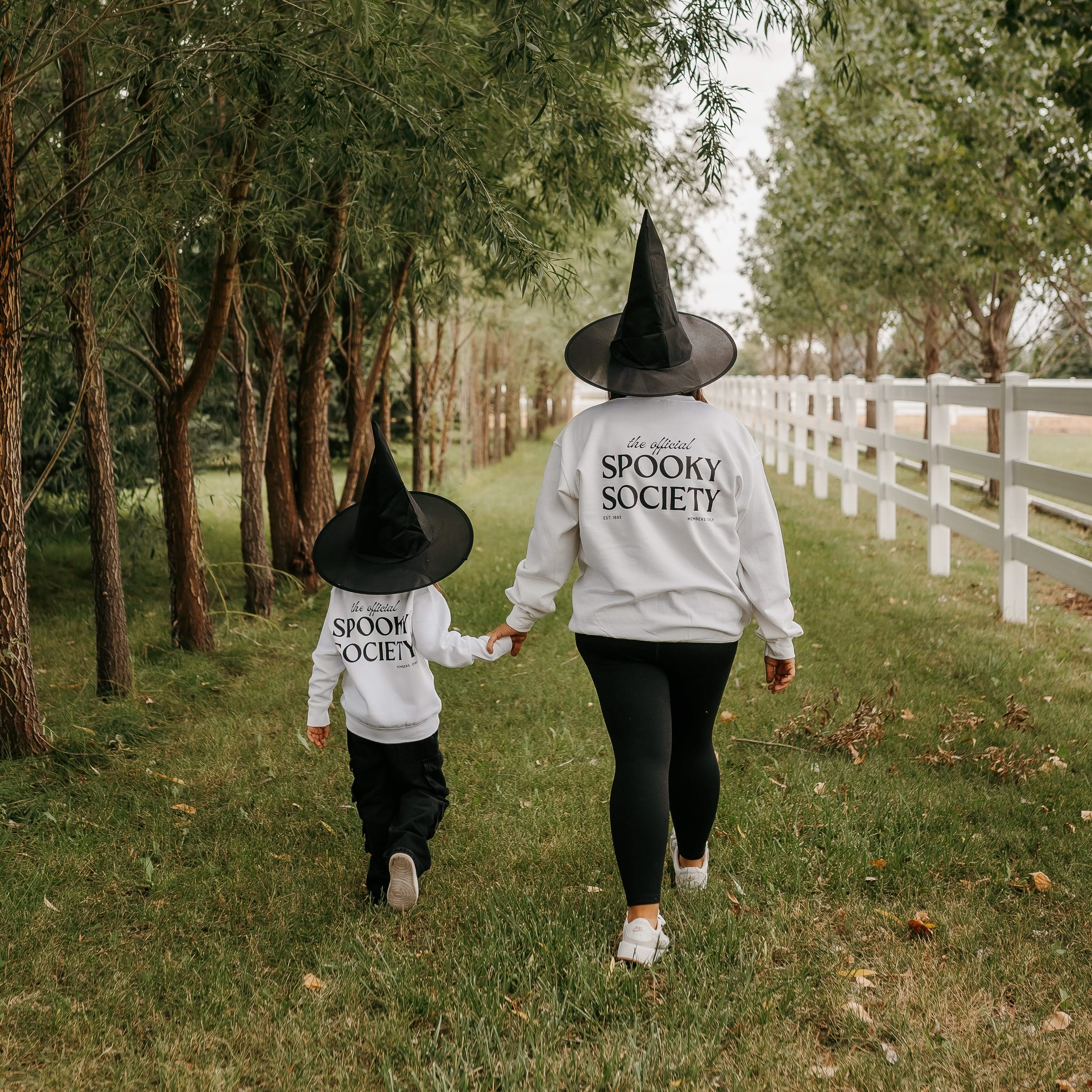 The Official Spooky Society - Set of 2 White Basic Fleece Sweaters Little Mama Shirt Shop