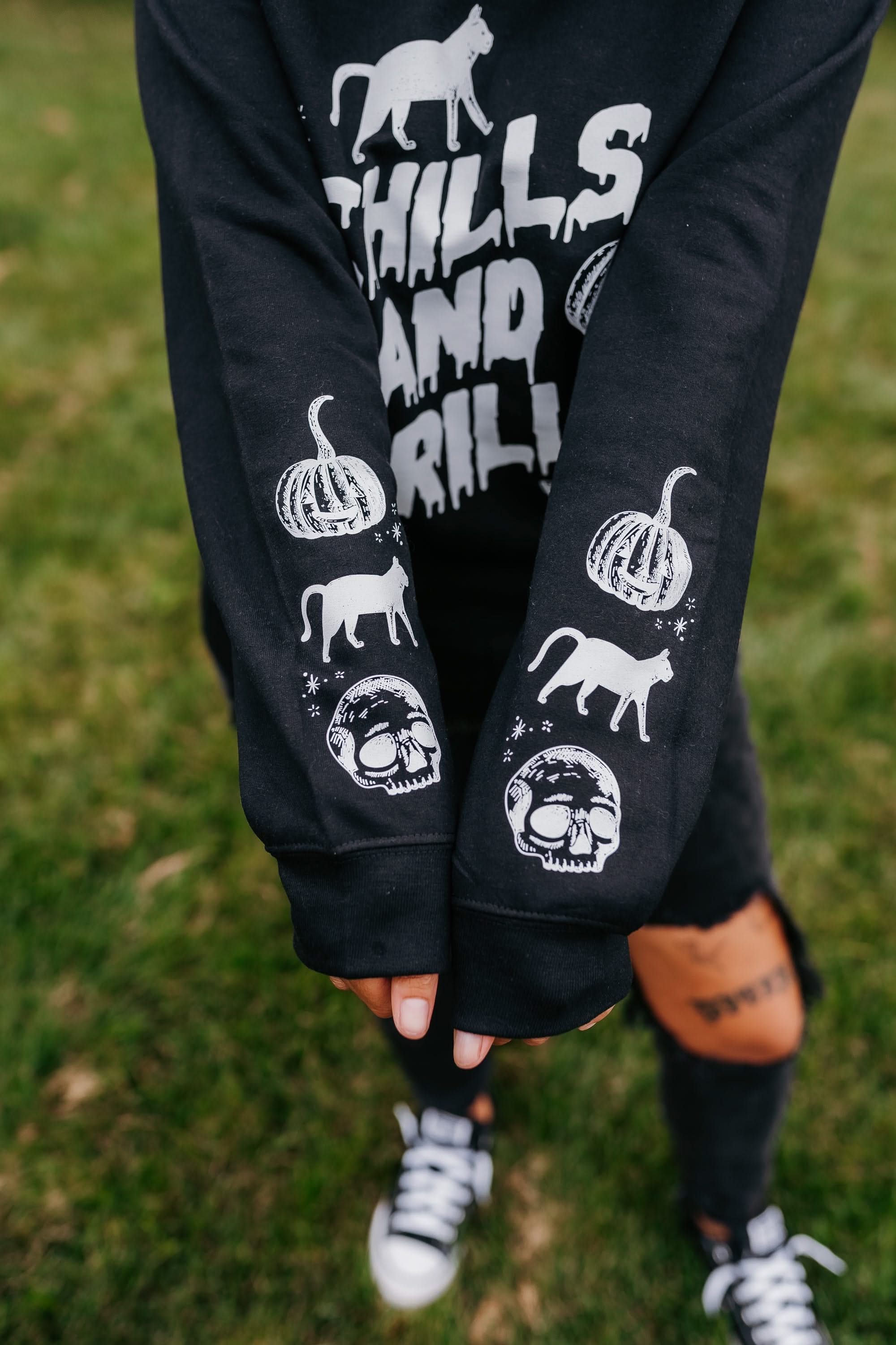 Chills and Thrills - Black Basic Fleece Little Mama Shirt Shop LLC