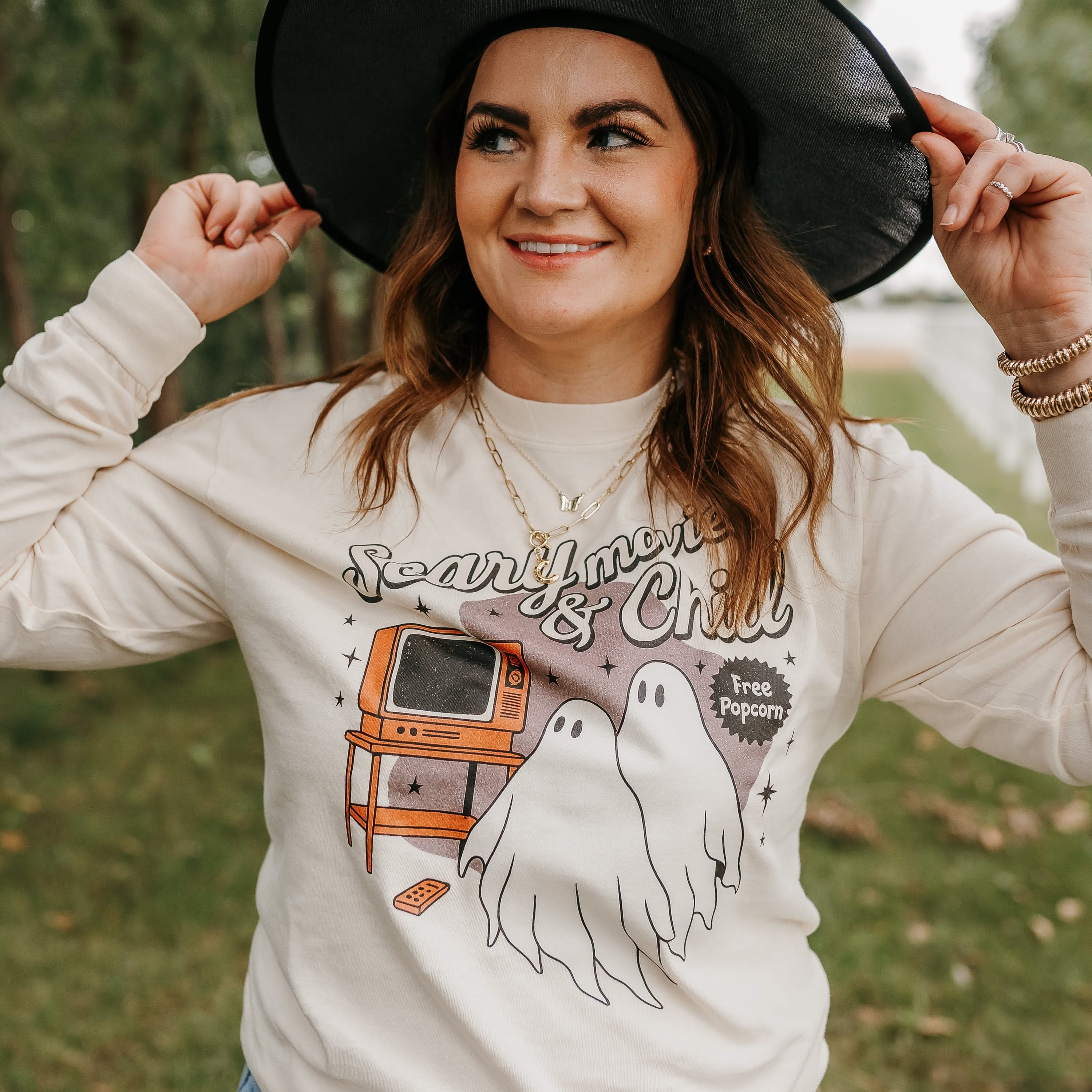 Scary Movies and Chill - Long Sleeve Comfort Colors Tee Little Mama Shirt Shop