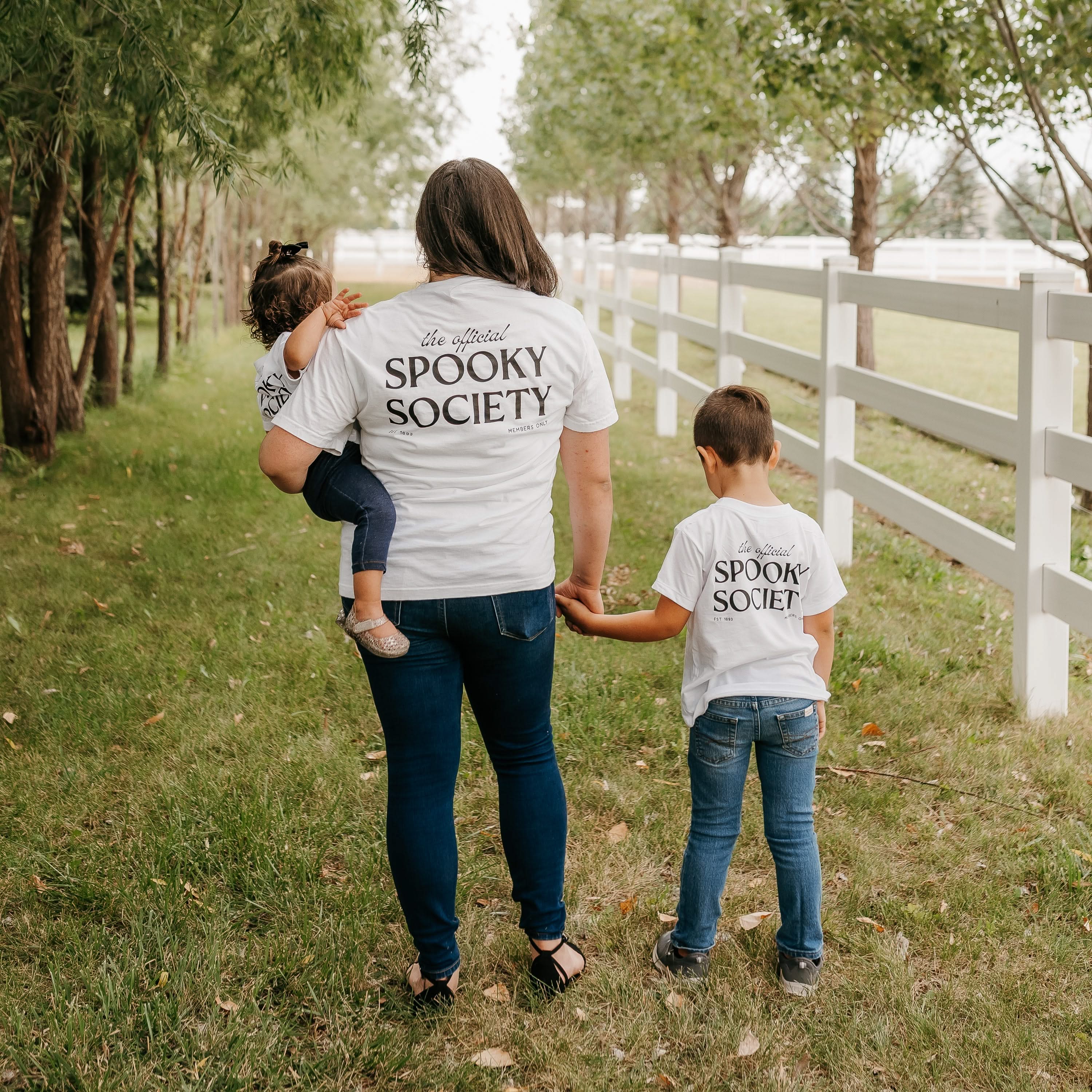 The Official Spooky Society - Set of 2 White Coordinating Tees Little Mama Shirt Shop