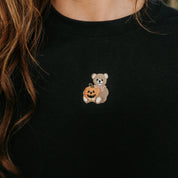 Teddy Bear Jack-o-Lantern - Embroidered Basic Fleece Little Mama Shirt Shop LLC
